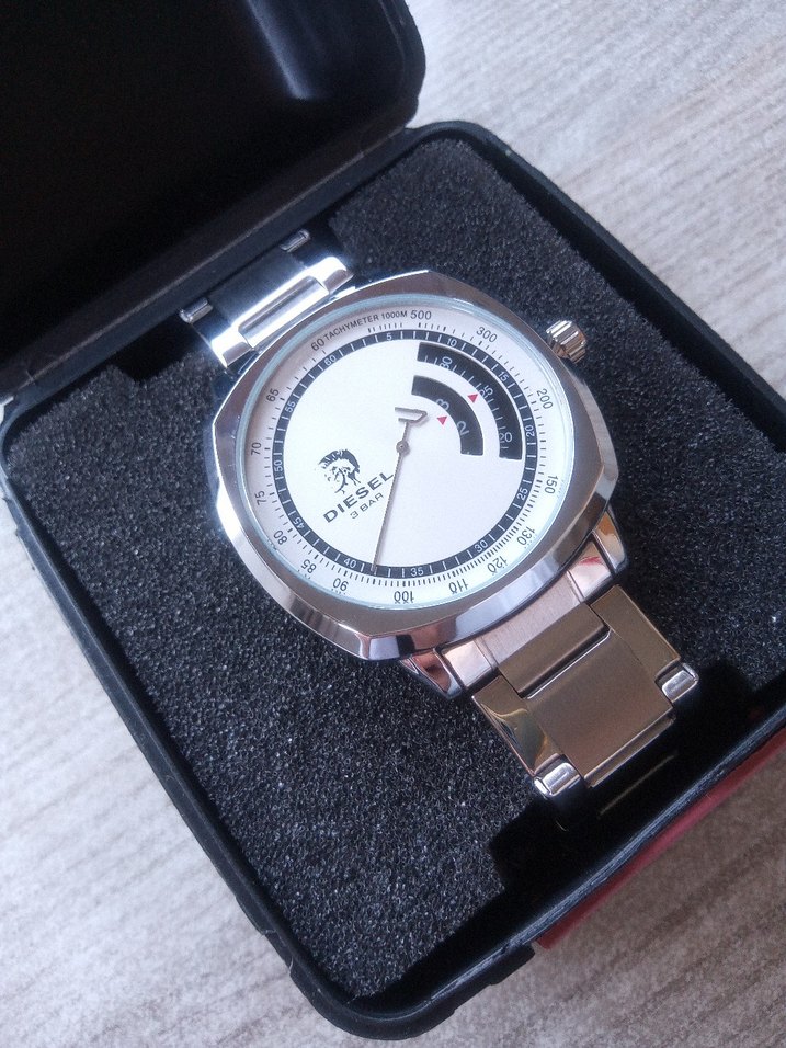 Gri Beyaz Diesel Erkek İş Saat - Görsel 3