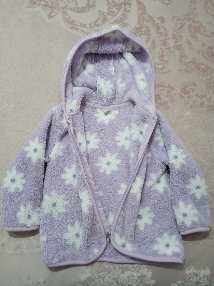 Kız Çocuk Mor Kapüşonlu Peluş Ceket 3 YAŞ - Görsel 2