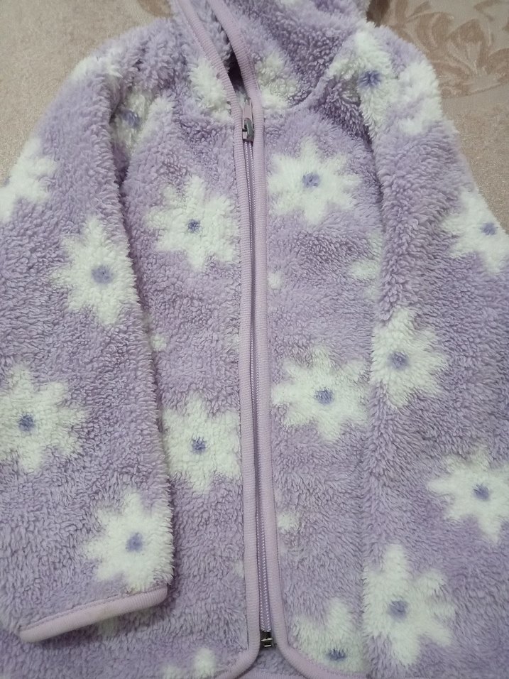 Kız Çocuk Mor Kapüşonlu Peluş Ceket 3 YAŞ - Görsel 4