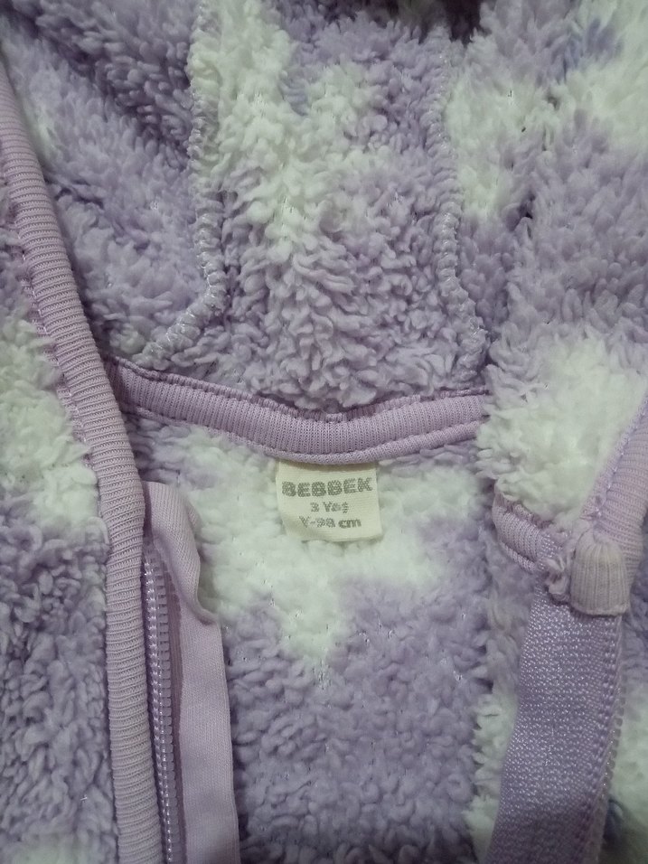 Kız Çocuk Mor Kapüşonlu Peluş Ceket 3 YAŞ - Görsel 5