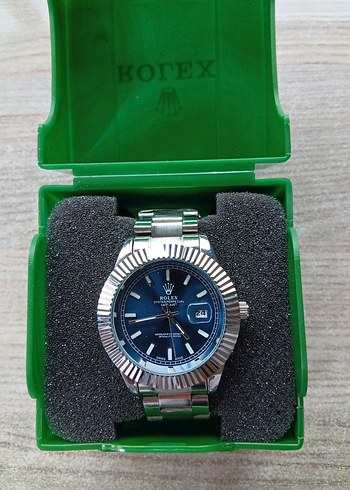 Rolex Klasik Erkek Kol Saati Lacivert Kadran - Görsel 10