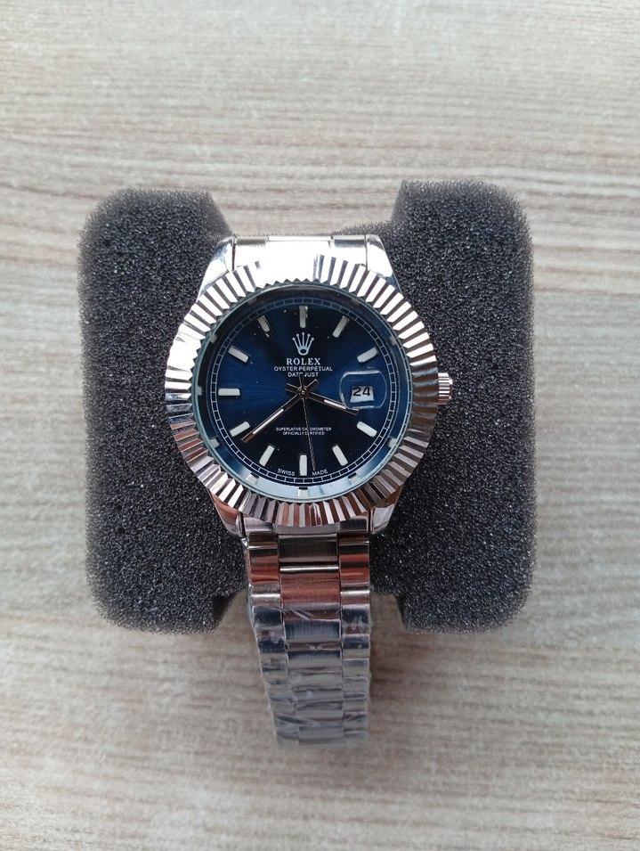 Rolex Klasik Erkek Kol Saati Lacivert Kadran - Görsel 5