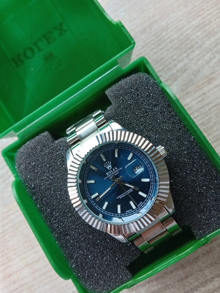 Rolex Klasik Erkek Kol Saati Lacivert Kadran - Görsel 3