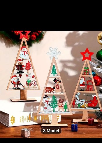 Ahşap Yeni Yıl Ağacı Dekoru 20cm - Görsel 2