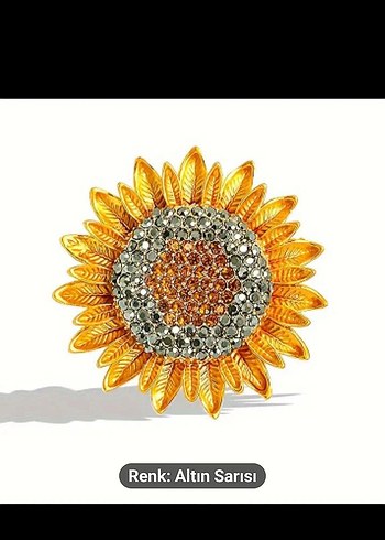 Altın Sarısı Çiçekli Payetli Broş - Görsel 3