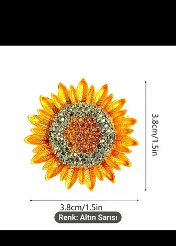 Altın Sarısı Çiçekli Payetli Broş - Görsel 4