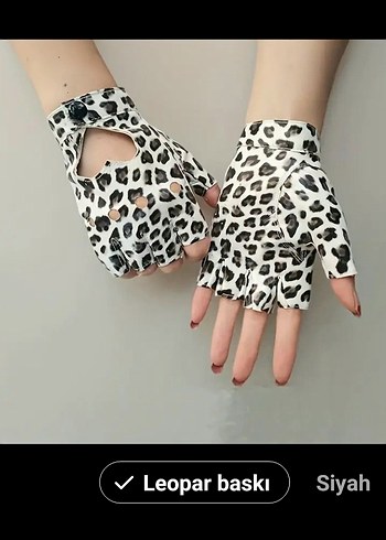 Beyaz Leopar Desenli Şık Eldiven - Görsel 2