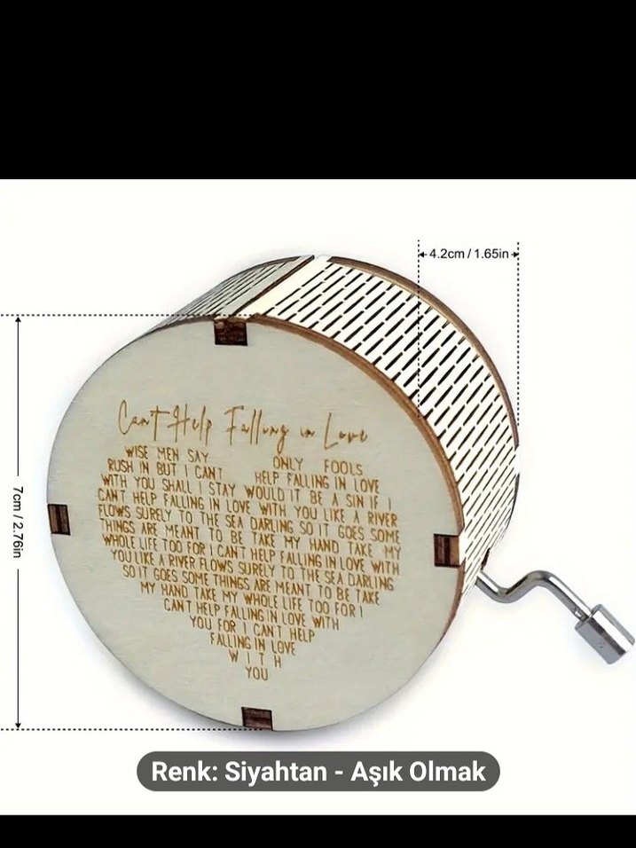 Siyah Ahşap Müzik Kutusu - Aşık Olmak Temalı - Görsel 2