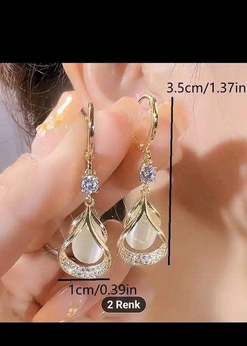 İşlemeli Payetli Midi Küpe - Görsel 3