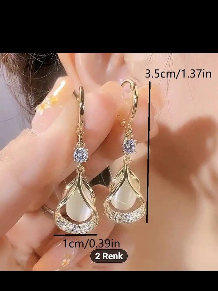 İşlemeli Payetli Midi Küpe - Görsel 3