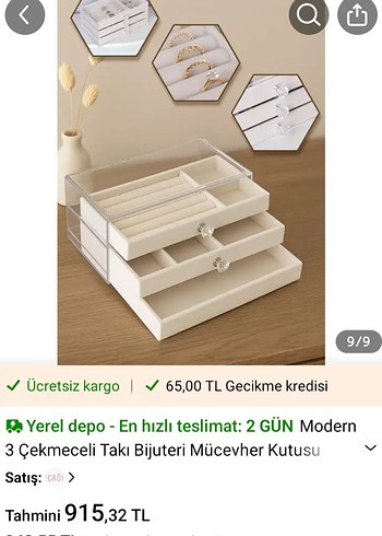 Siyah Kadife 3 Katlı Takı Organizeri - Görsel 6