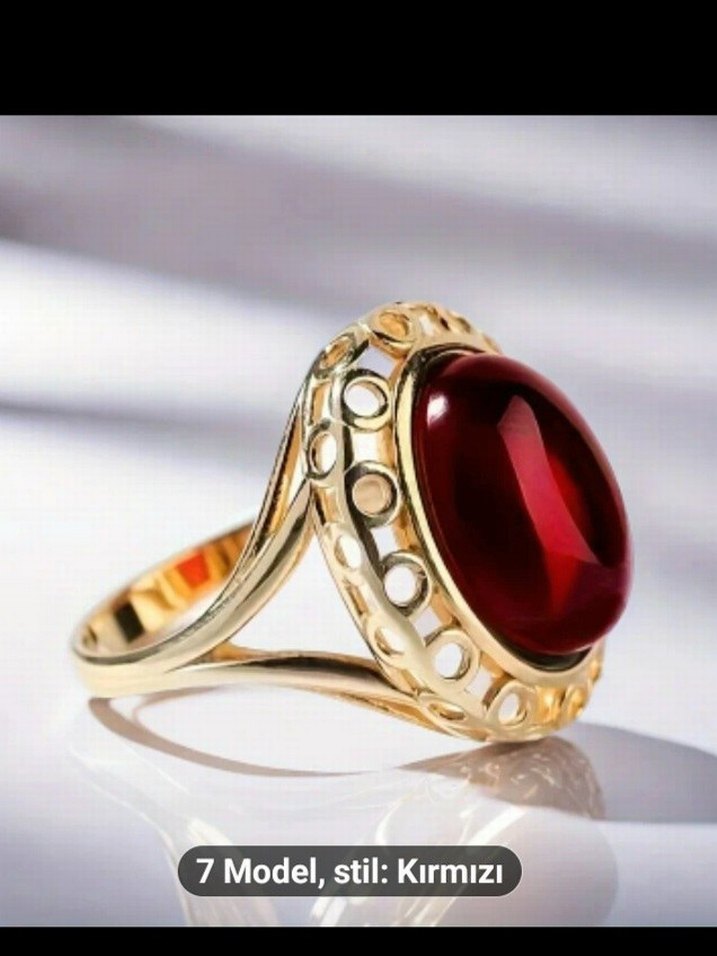 Klasik İşlemeli Parlak Altın Renkli Kadın Yüzük - Görsel 3