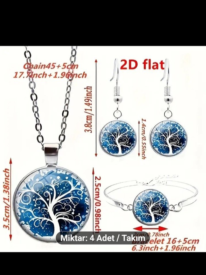 4 Parça Mavi Bohem Takı Seti - Görsel 5