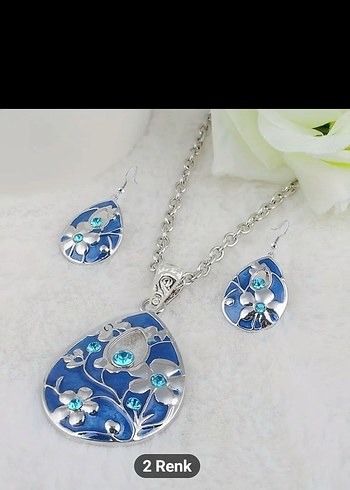 Mavi Nakışlı Bohem Taşlı Takı Seti - Görsel 4