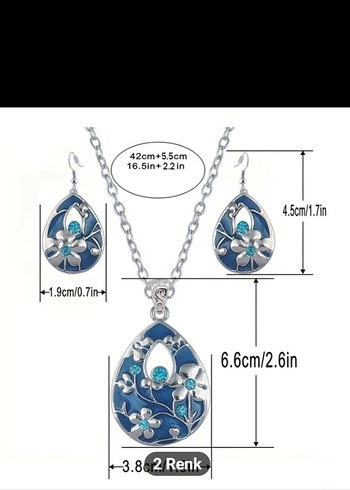 Mavi Nakışlı Bohem Taşlı Takı Seti - Görsel 3