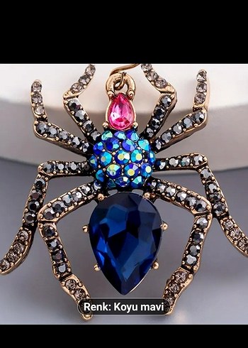 Taşlı İşlemeli Çok Renkli Örümcek Küpe - Görsel 2