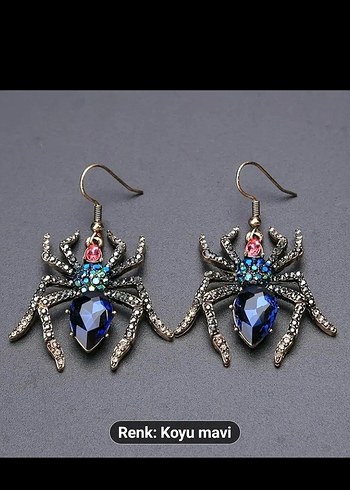 Taşlı İşlemeli Çok Renkli Örümcek Küpe - Görsel 4