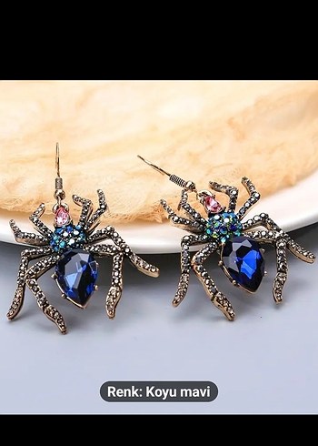 Taşlı İşlemeli Çok Renkli Örümcek Küpe - Görsel 3