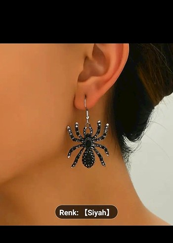 Siyah Payetli Örümcek Küpe - Görsel 3