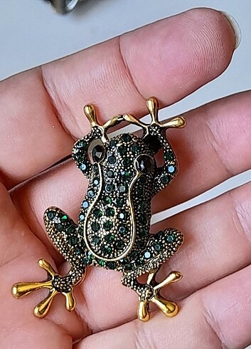 American Vintage RETRO TAŞLI KURBAĞA BROŞ