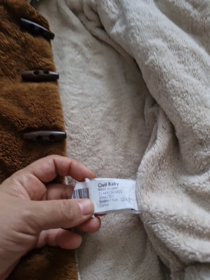 Civil 12 18 Aylık Kahverengi Erkek Çocuk Kapüşonlu Kürklü Kaban - Görsel 3