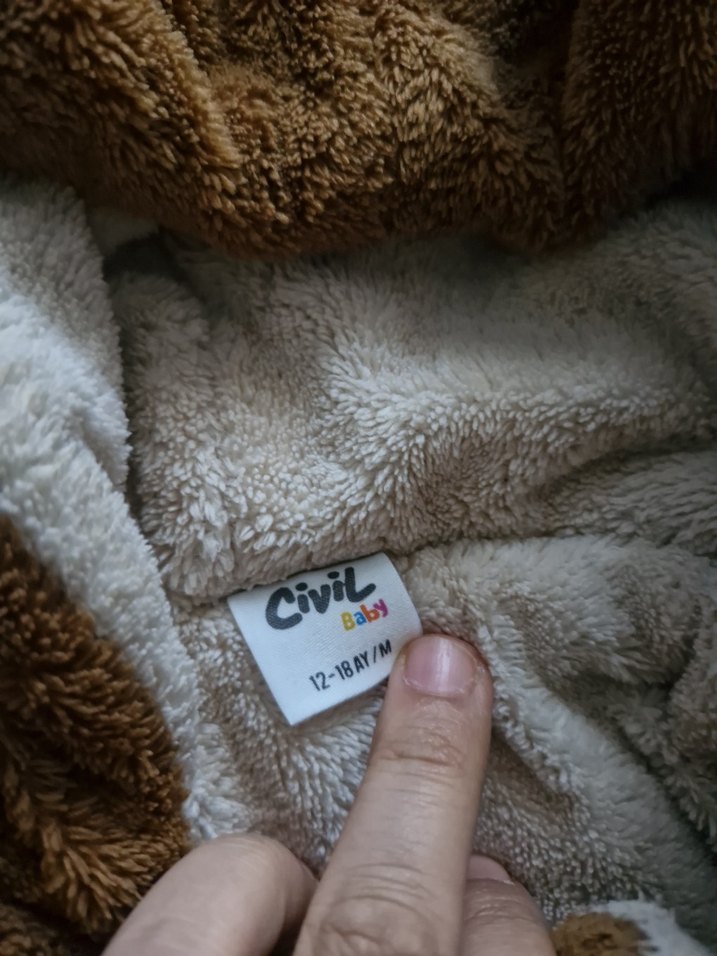 Civil 12 18 Aylık Kahverengi Erkek Çocuk Kapüşonlu Kürklü Kaban - Görsel 2