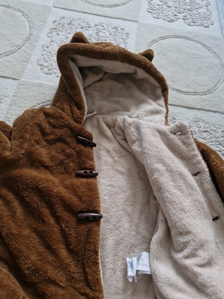 Civil 12 18 Aylık Kahverengi Erkek Çocuk Kapüşonlu Kürklü Kaban - Görsel 4