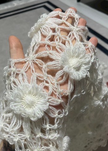 Dantel Detaylı Bohem Kadın Örgü Şal - Görsel 4