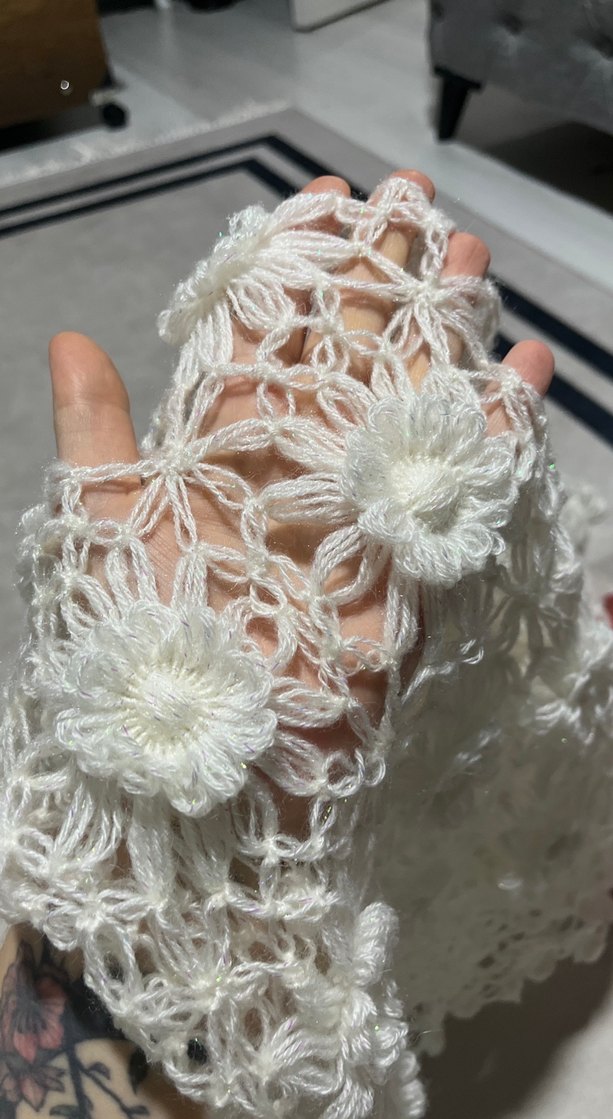 Dantel Detaylı Bohem Kadın Örgü Şal - Görsel 4