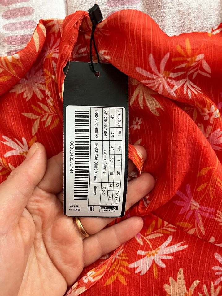 Kırmızı Drapeli Uzun Kollu Bohem Elbise - Görsel 4