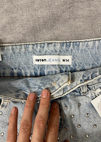 Düğmeli Mavi Denim Mini Etek - Görsel 2