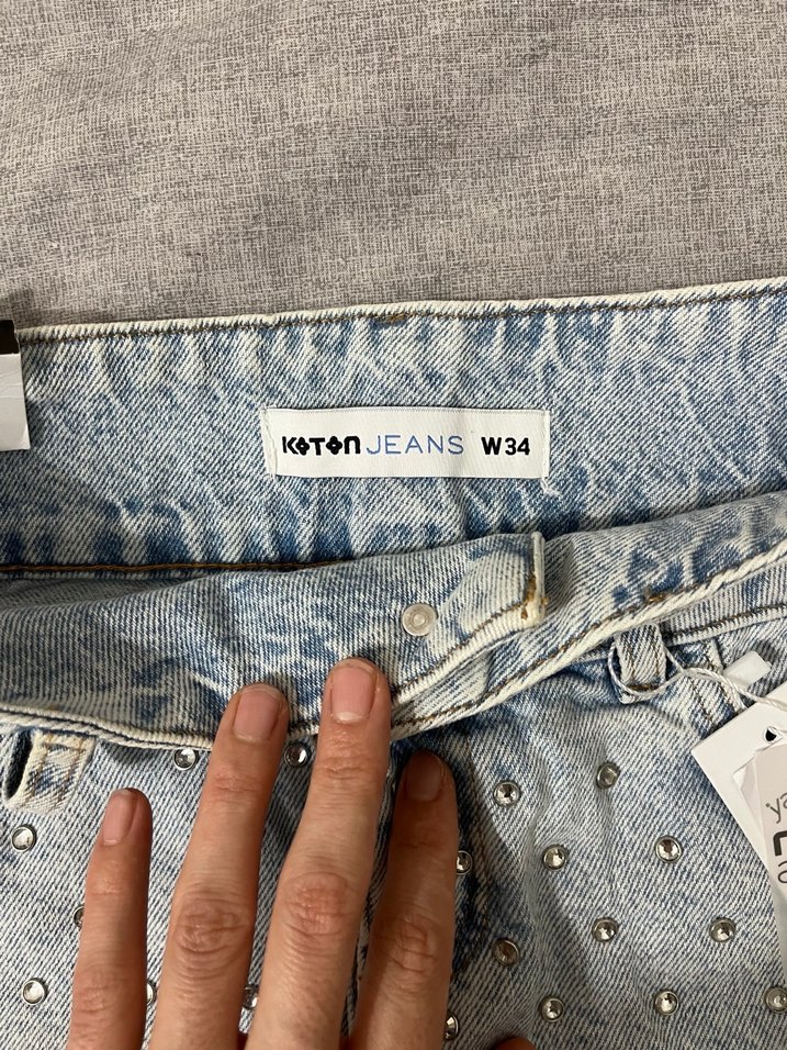 Düğmeli Mavi Denim Mini Etek - Görsel 2