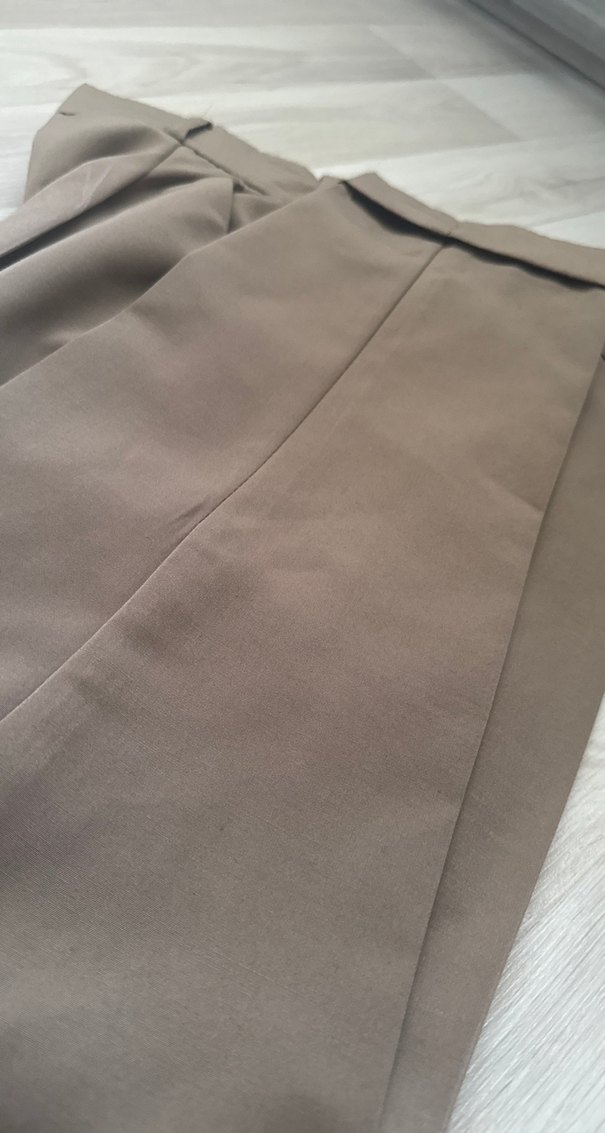 Bej Kemerli Kadın Cigarette Pantolon - Görsel 4