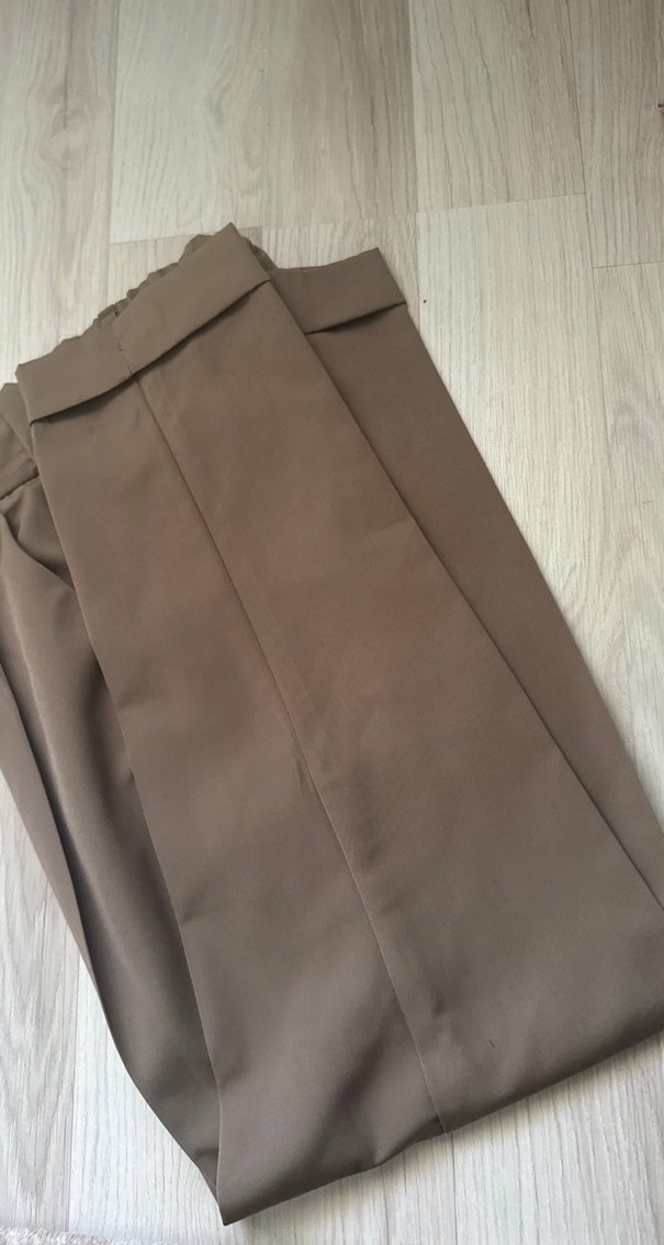 Bej Kemerli Kadın Cigarette Pantolon - Görsel 5