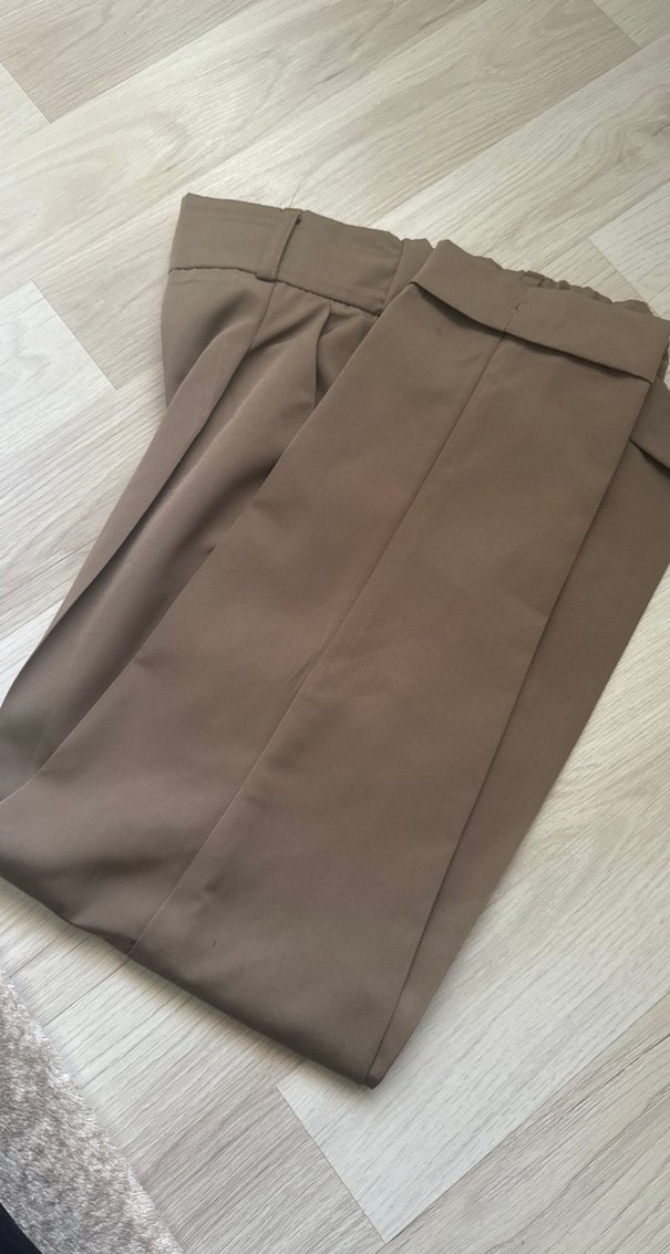 Bej Kemerli Kadın Cigarette Pantolon - Görsel 3