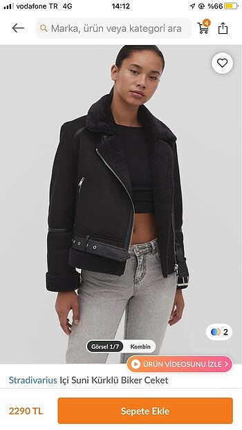 Stradivarius içi suni kürklü biker ceket