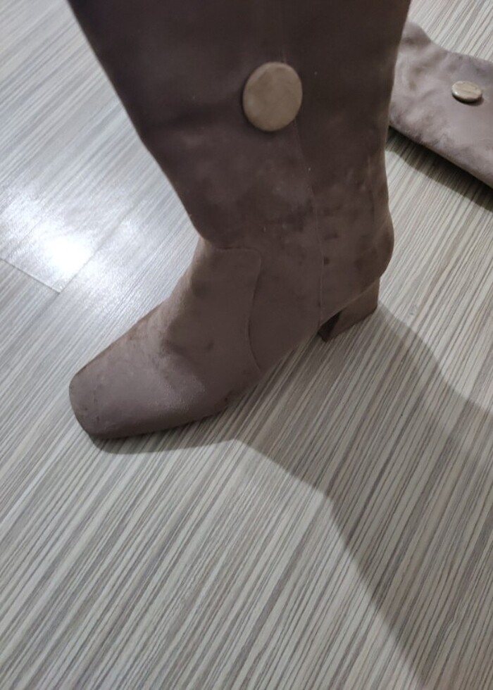 Yepyeni bej süet çizme  - Görsel 4