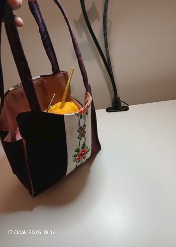 Mor Nakışlı Bohem elşi Çantası - Görsel 2