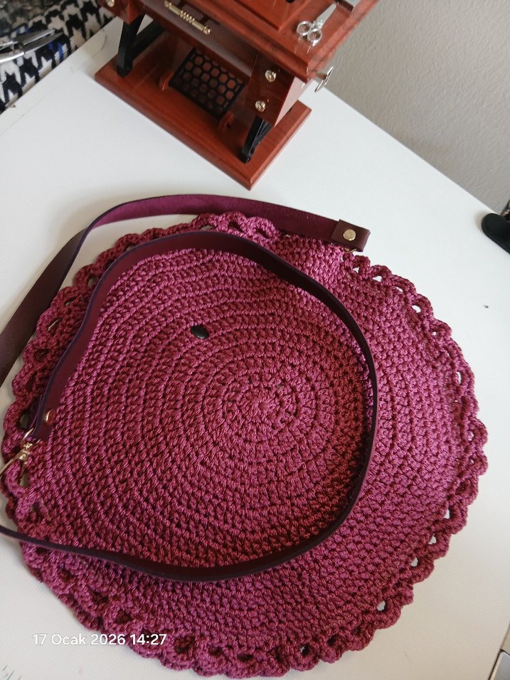 Bordo Örgü Kadın Çanta - Görsel 3