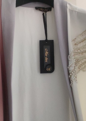 40 Beden iki renkli (beyaz gül kurusu) abaya