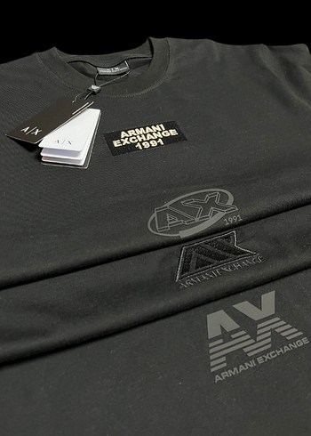 AX Siyah Erkek T-shirt, Kısa Kollu, Rahat Kesim - Görsel 2