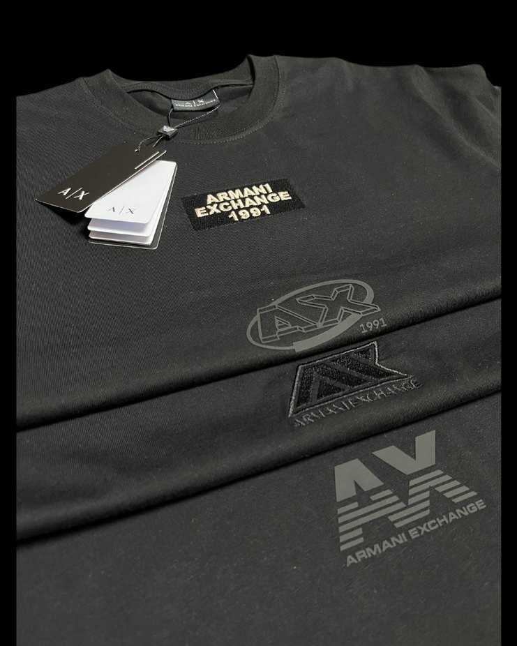 AX Siyah Erkek T-shirt, Kısa Kollu, Rahat Kesim - Görsel 2