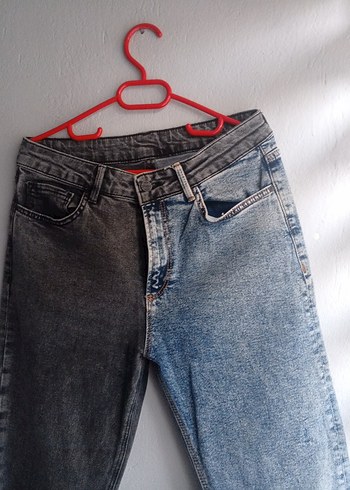 iki renk  Detaylı  Kadın Kot Pantolon - Görsel 2