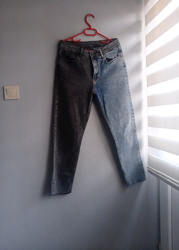 iki renk  Detaylı  Kadın Kot Pantolon - Görsel 3