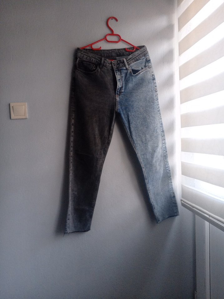 iki renk  Detaylı  Kadın Kot Pantolon - Görsel 3