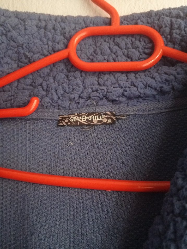 Mavi Kapüşonlu Fermuarlı polar ceket - Görsel 4