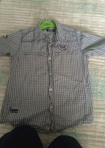 Erkek Çocuk mavi Kareli Kısa Kollu Gömlek - Görsel 2