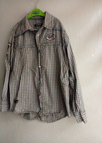 Erkek Çocuk mavi Kareli Kısa Kollu Gömlek - Görsel 3