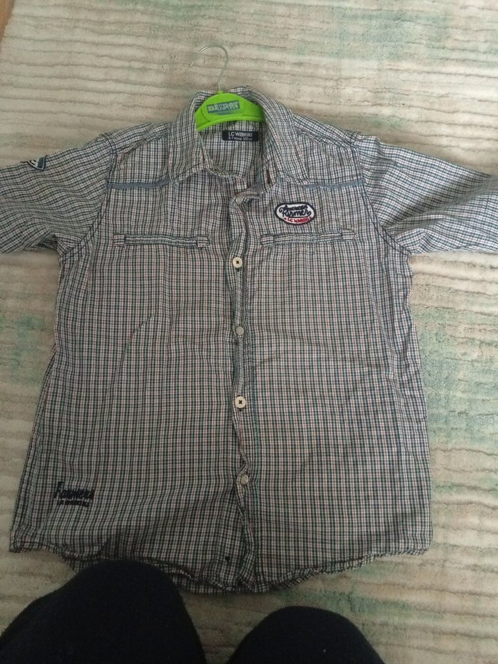 Erkek Çocuk mavi Kareli Kısa Kollu Gömlek - Görsel 2