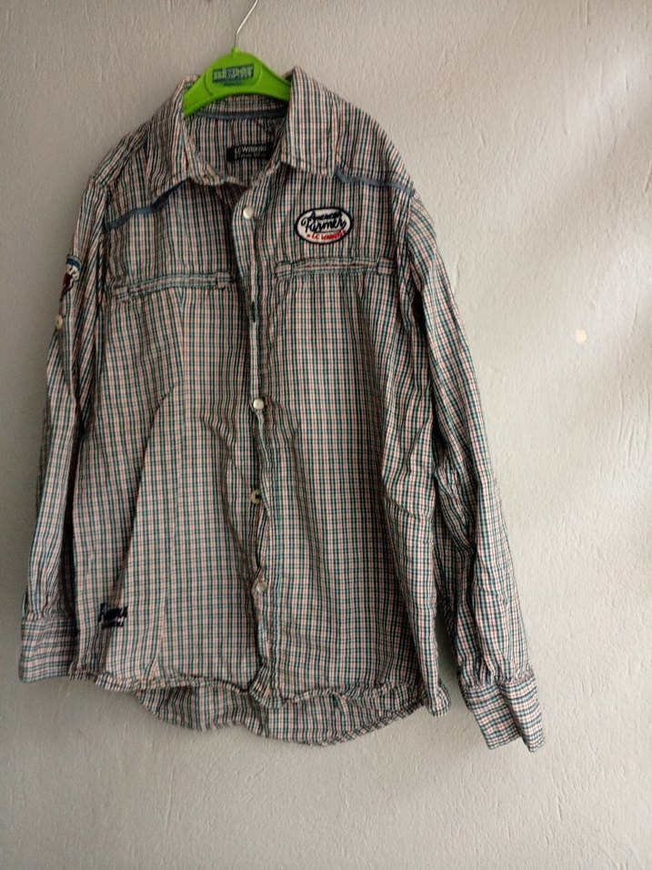 Erkek Çocuk mavi Kareli Kısa Kollu Gömlek - Görsel 3